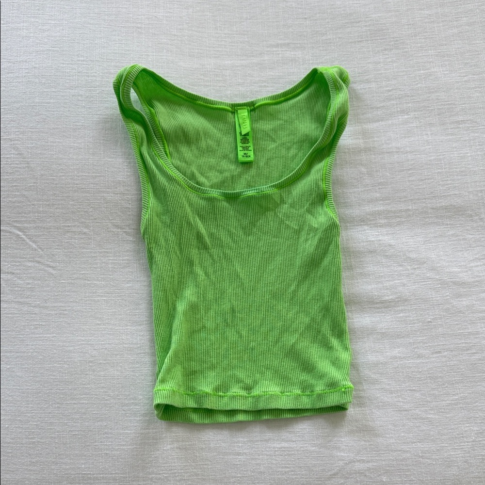 SKIMS Neon Green Ribbed Tank Top